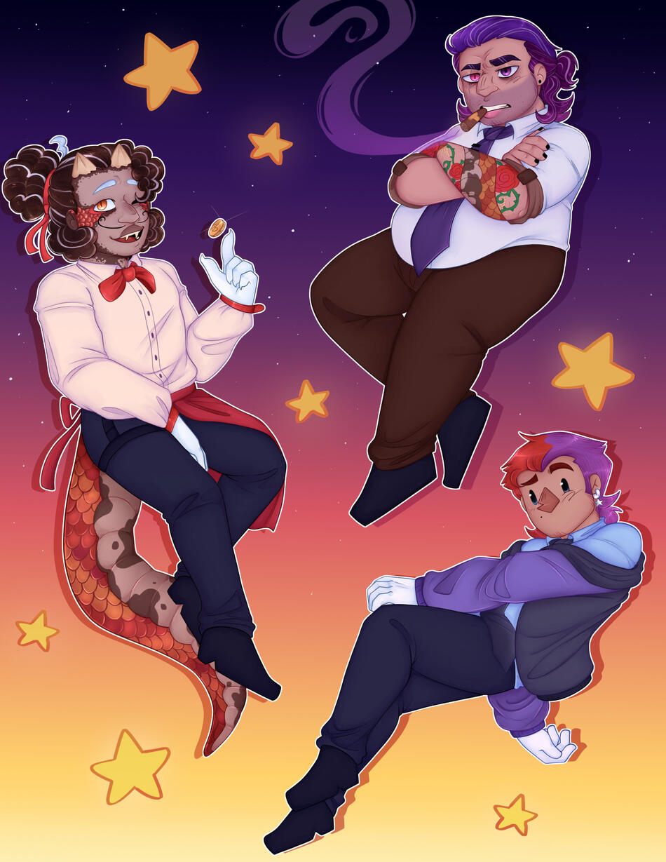 Khonjin House AU piece for a canceled Zine